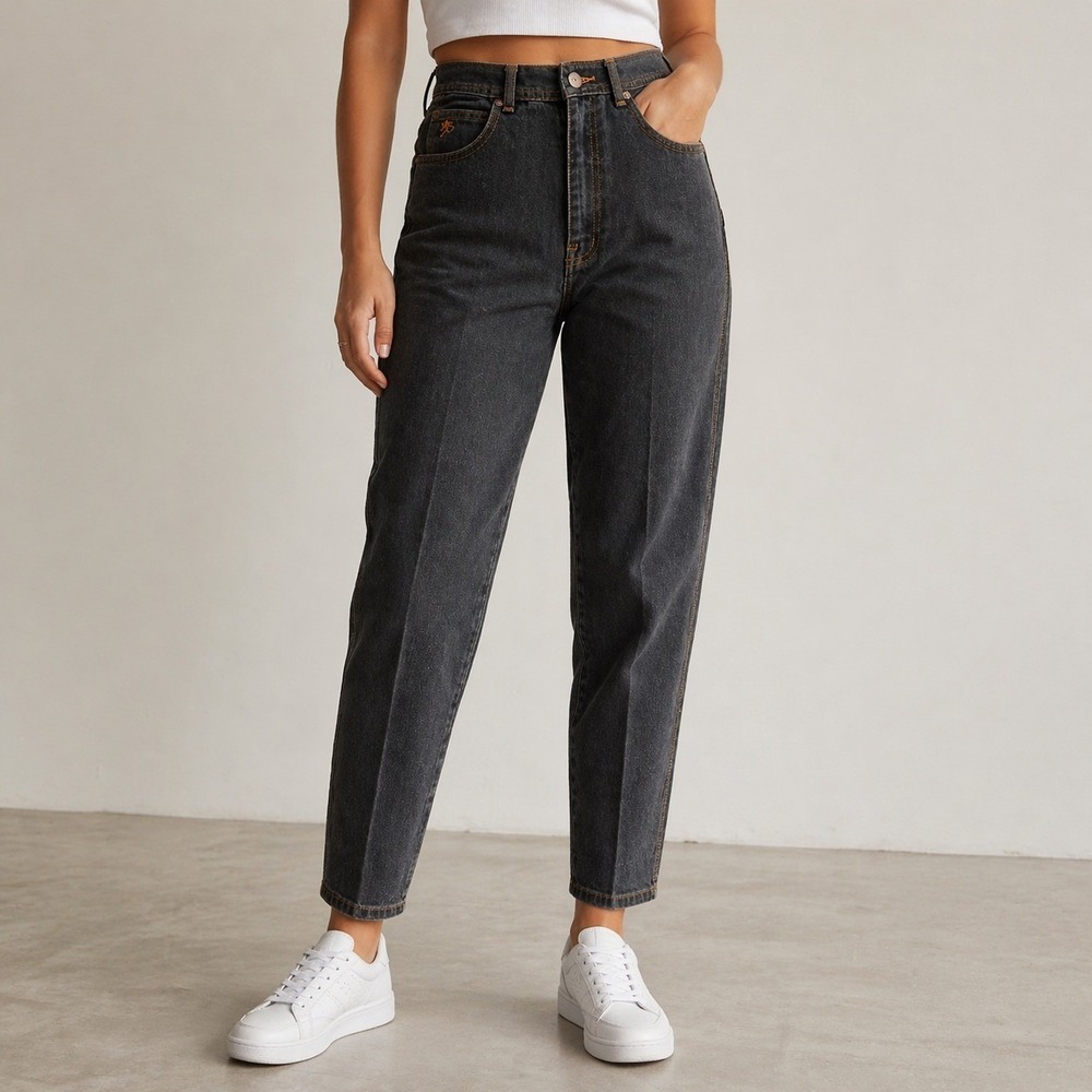 VTG 80s BRAXTON STRETCH JEANS 12 High Rise Washed Black Mom Jeans 29x29.5